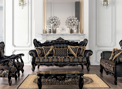 Sofa Set 3+3+1+1 Seater Coffee Table Living Room Luxury Black Sofa Suite New